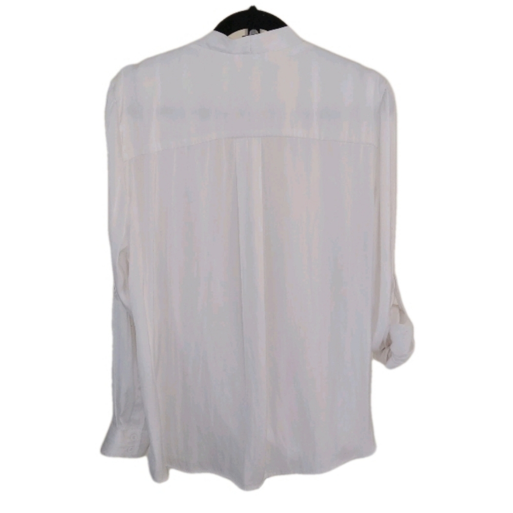 Torrid Cream Long Roll Tab Sleeve Faux Wrap Pullover 2 - Picture 2 of 9